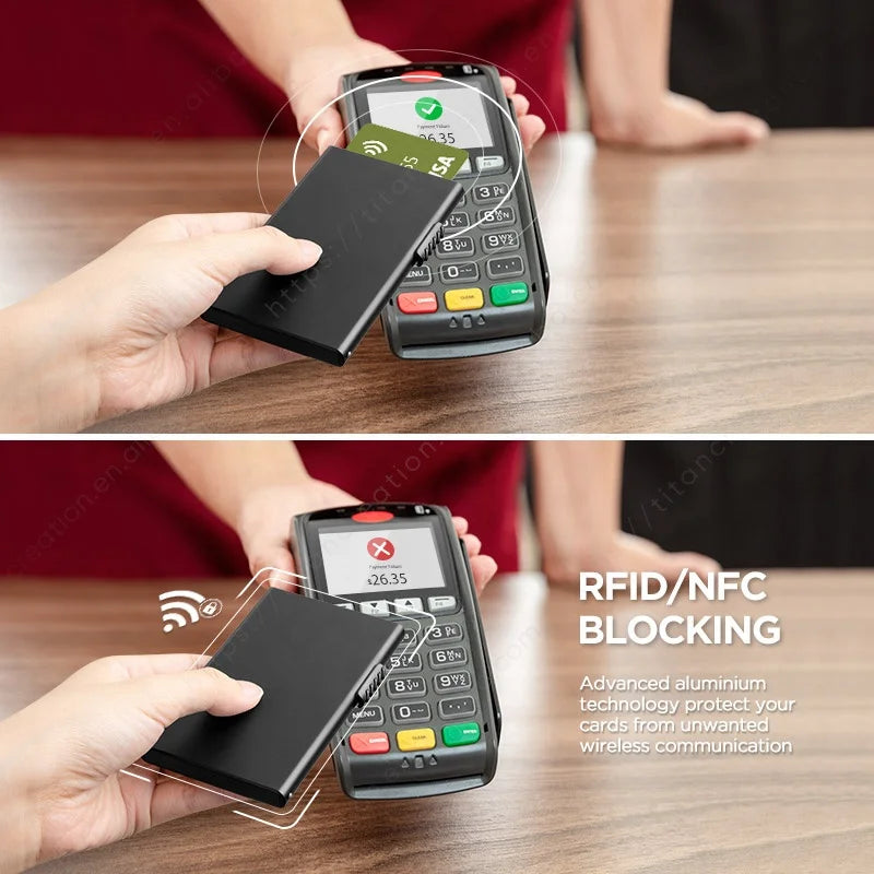 Porte-cartes anti-RFID minimaliste en aluminium compact