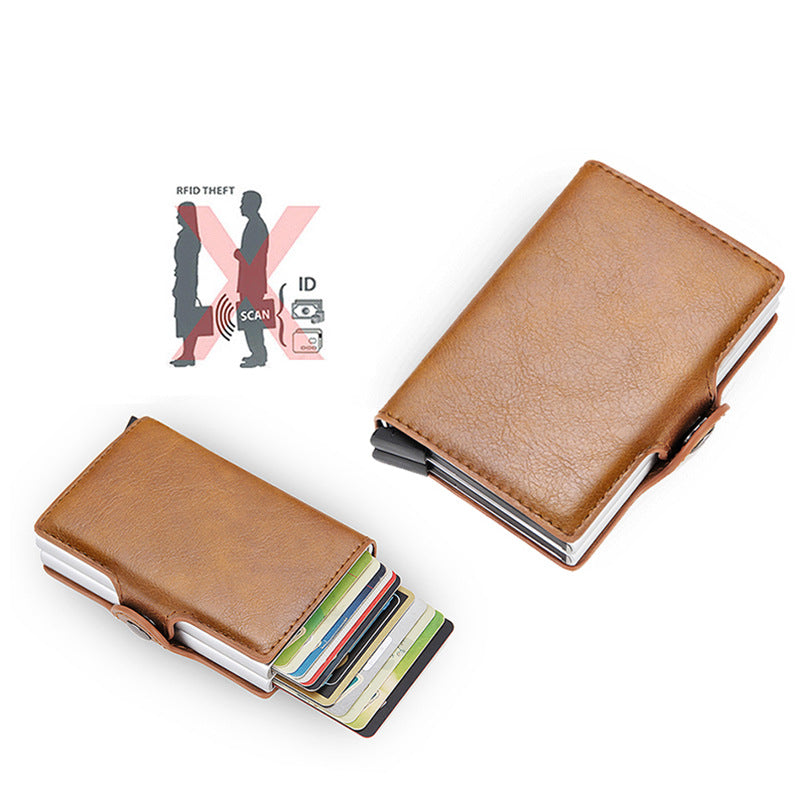 Porte-cartes anti-RFID magique à double boîte grande capacité cuir
